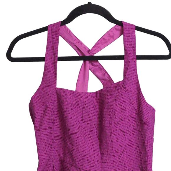 Nanette Lepore Womens Sundress Purple Paisley Lined Midi Pockets Textured 0 - Picture 3 of 11